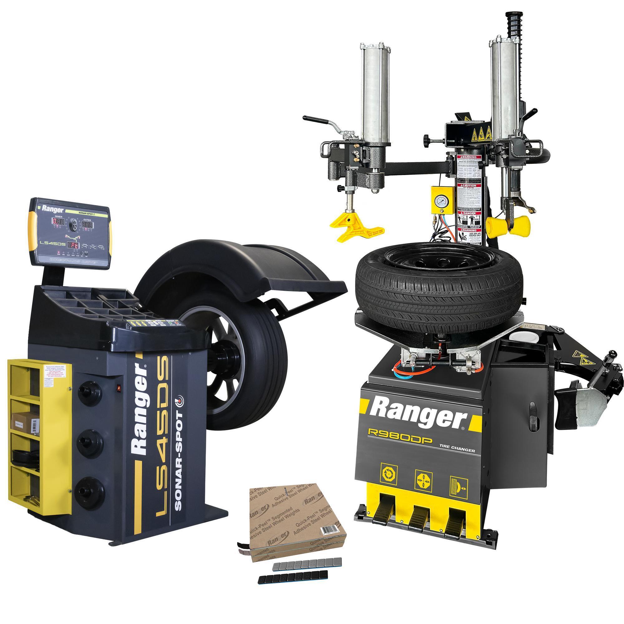 Ranger, R980DP+LS45DS-220V +Tape Weight Roll Kit 1400pc, Power Type Electric, Control Type Foot Pump, Volts 220 Model# R980DP - LS45DS - Weights